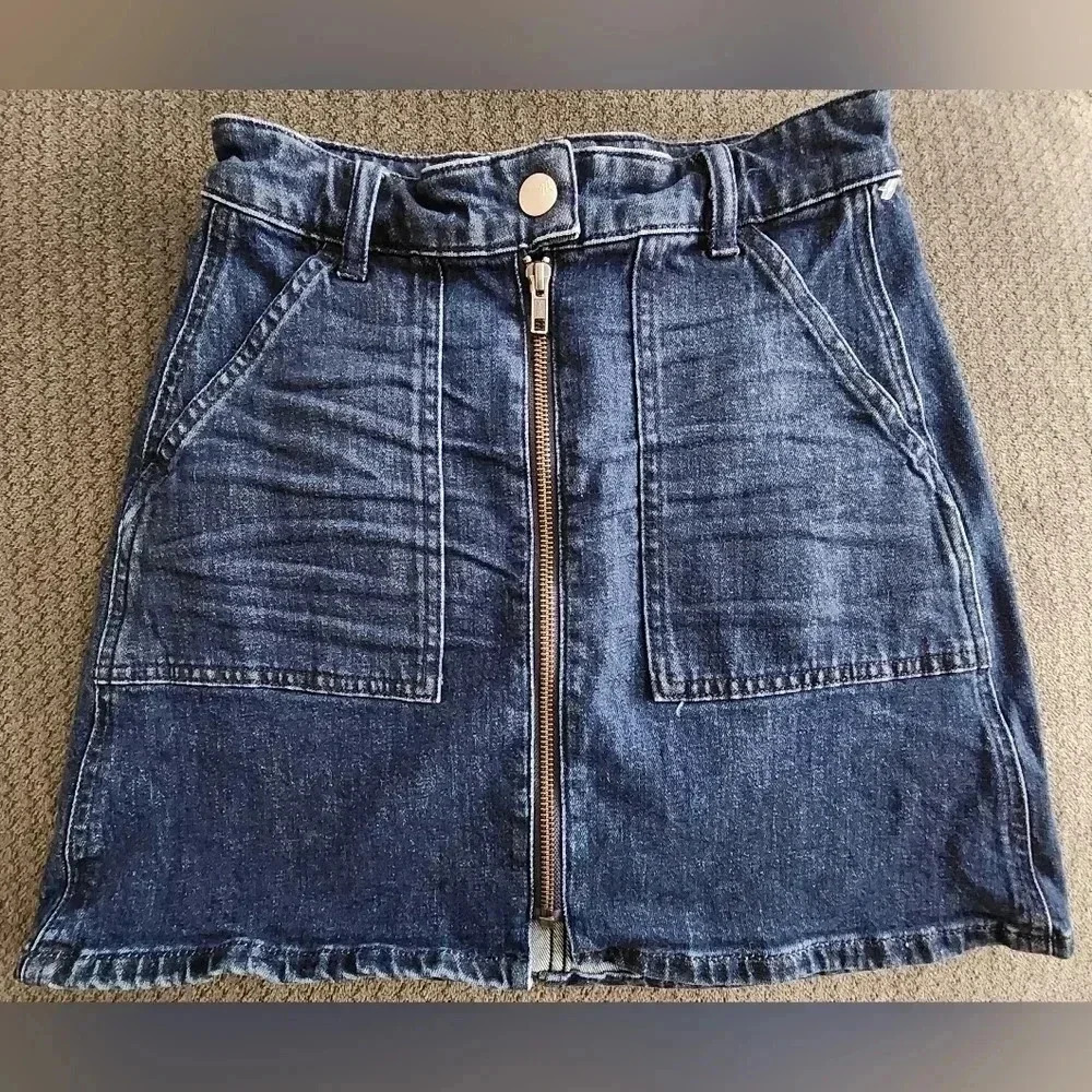 Madewell Womens Denim Full Zip A-Line Mini Skirt